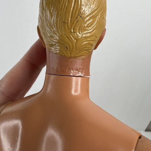 Vintage Mattel 1968 Molded Blonde Ken Doll With GI Joe Jacket Barbie Swim Trunks - Picture 9 of 16